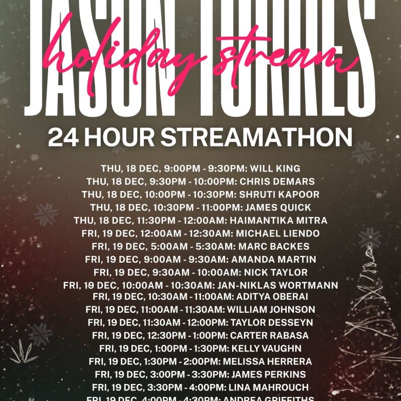 Cover Image for Jason Torres' Holiday 24-Hour Streamathon