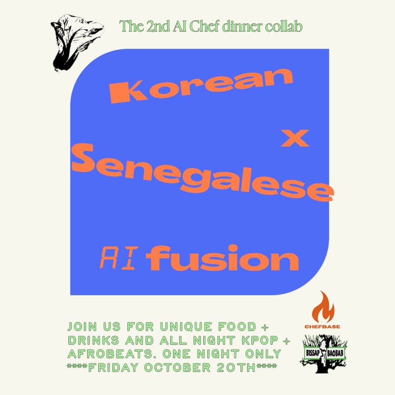 Cover Image for Bissap Baobab and Chefbase present: AI Fusion Korean and Senegalese Cuisine