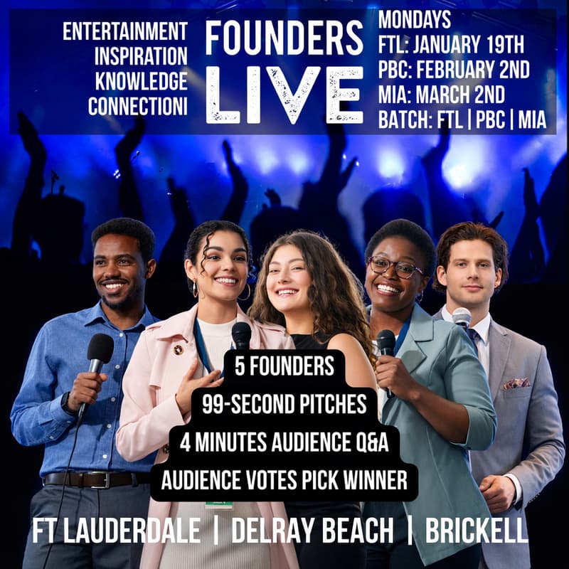 Cover Image for Founders Live Miami Regional Pitch Battle