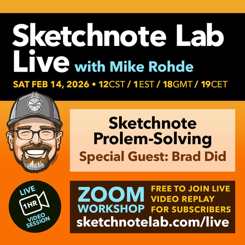 Cover Image for Sketchnote Lab Live February: Visual Problem Solving with Brad Did