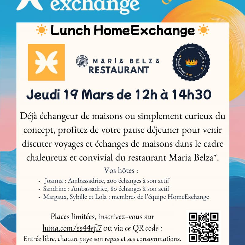 Cover Image for Lunch HomeExchange avec 2 ambassadrices et des membres de l'équipe !