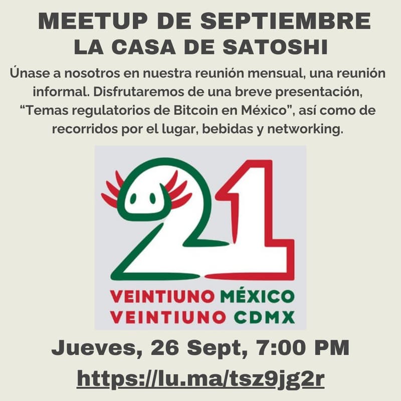 Cover Image for Meetup Mensual 21 CDMX - Temas regulatorios de Bitcoin en México