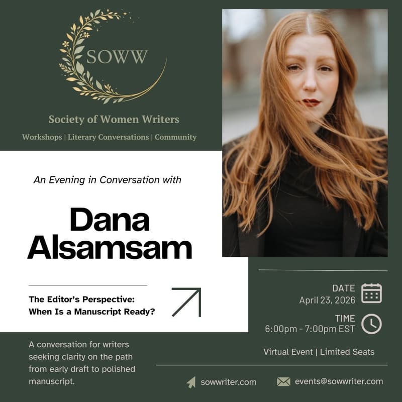 Cover Image for Society of Women Writers Literary Series: An Evening in Conversation with Editor Dana Alsamsam
