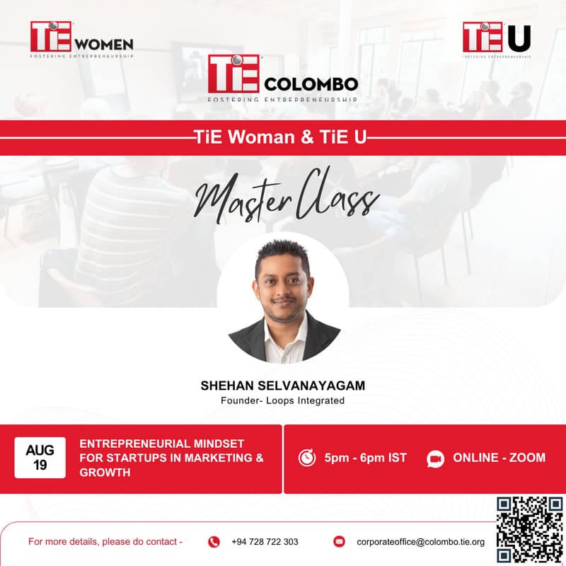 Cover Image for TiE Women &TiE U Masterclass #4 - Entrepreneurial Mindset for Startups in Marketing & Growth
