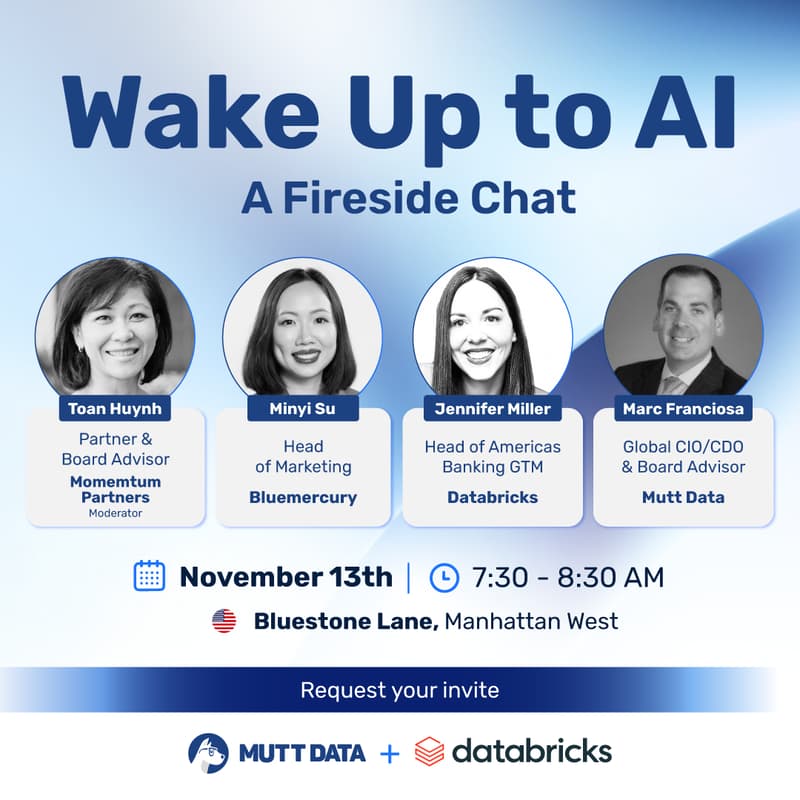 Cover Image for Wake Up to AI: A Fireside chat with Mutt Data x Databricks