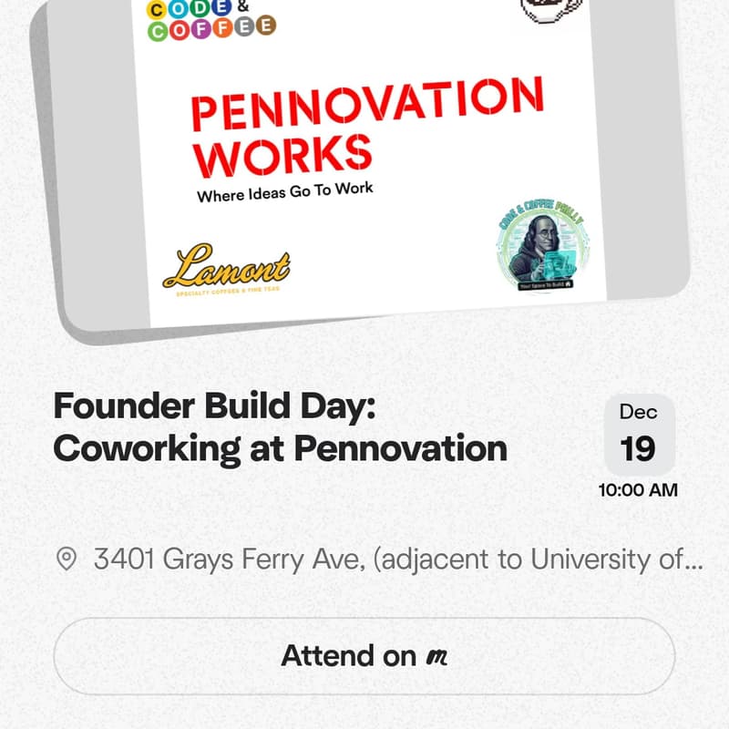 Cover Image for Founder Build Day: Coworking at Pennovation