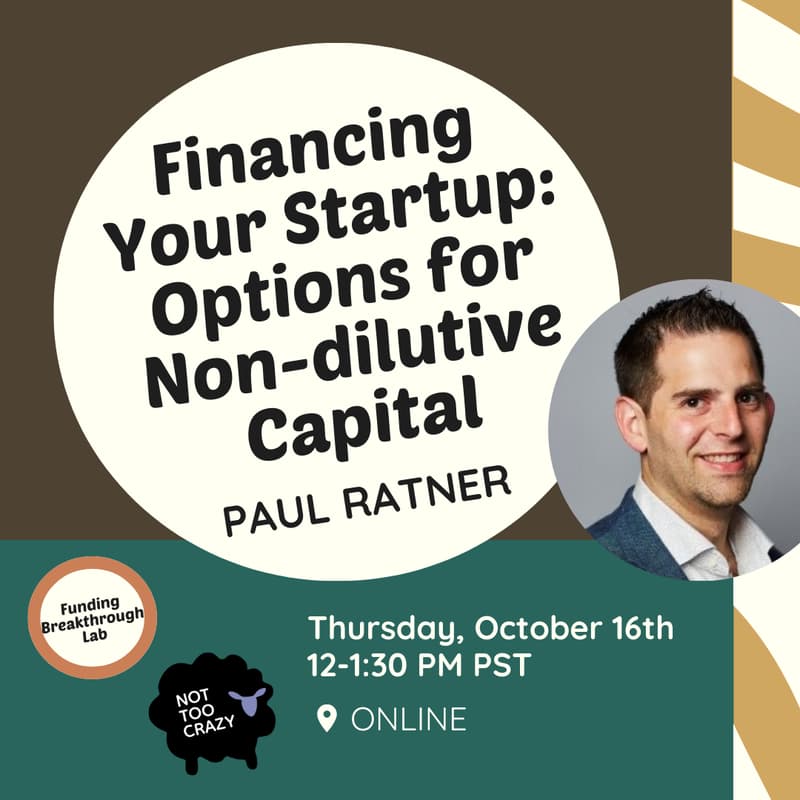 Cover Image for Keep Control of Your Business! Financing Your Startup: Options for Non-Dilutive Capital
