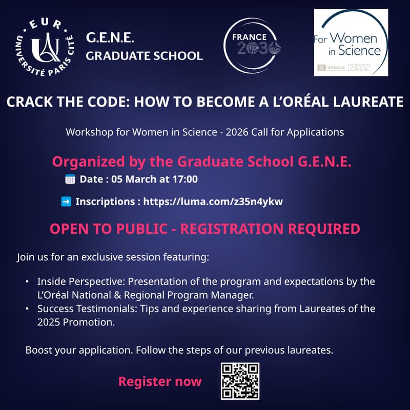 Cover Image for G.E.N.E. Workshop For Women In Science - L'Oréal-UNESCO 2026