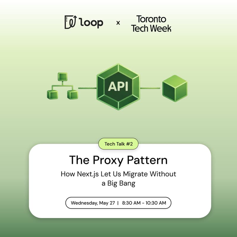 Cover Image for Toronto Tech Week x Loop Tech Talk 2: The Proxy Pattern -How Next.js Let Us Migrate Without a Big Bang