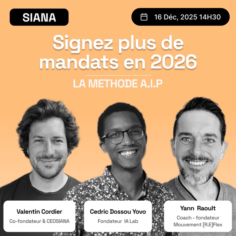 Cover Image for Webinaire immobilier – La méthode A.I.P : signer 2x plus de mandats en 2026 sans doubler votre charge mentale.