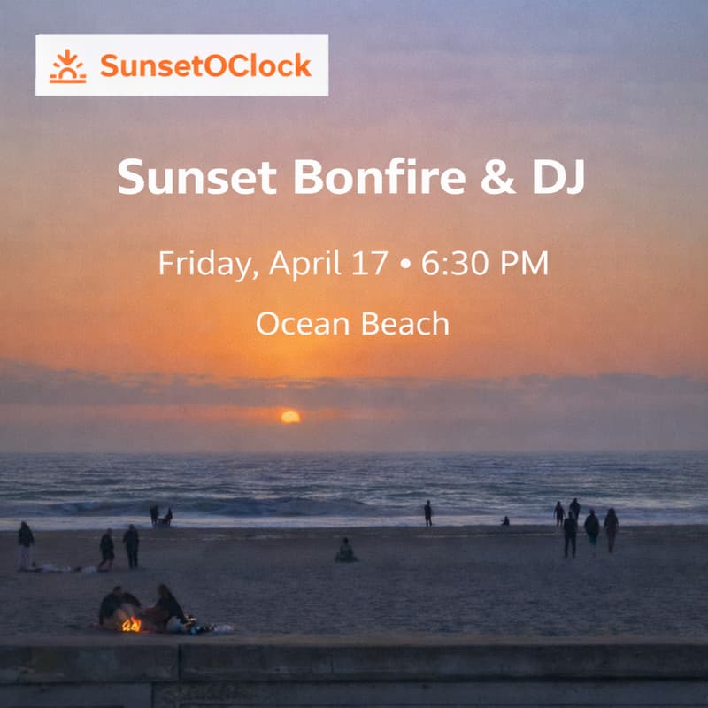 Cover Image for Sunset Bonfire & DJ at Ocean Beach 🌅