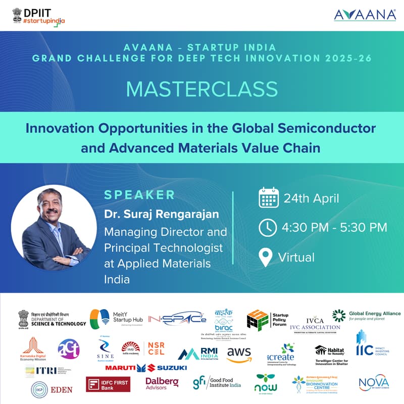Cover Image for Grand Challenge Masterclass with Dr. Suraj Rengarajan - MD and Principal Technologist at Applied Materials India