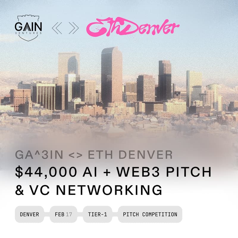 Cover Image for $44,000 AI + Web3 Pitch Competition & VC networking by Ga^3in Ventures x Boosty Labs at ETH Denver