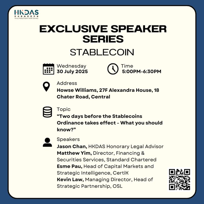 Cover Image for [Exclusive Speaker Series]Two days before Stablecoins Ordinance takes effect - What you should know?