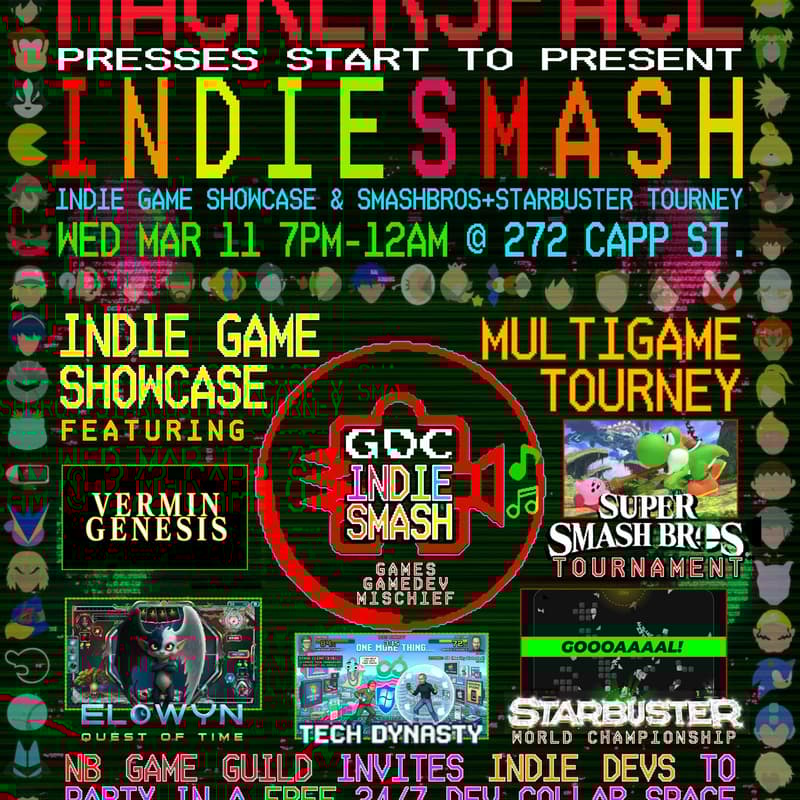 Cover Image for GDC 2026 Noisebridge IndieSmash Expo/Tourney🧑‍💻👾🎮  @ 🛠️🧰 !!