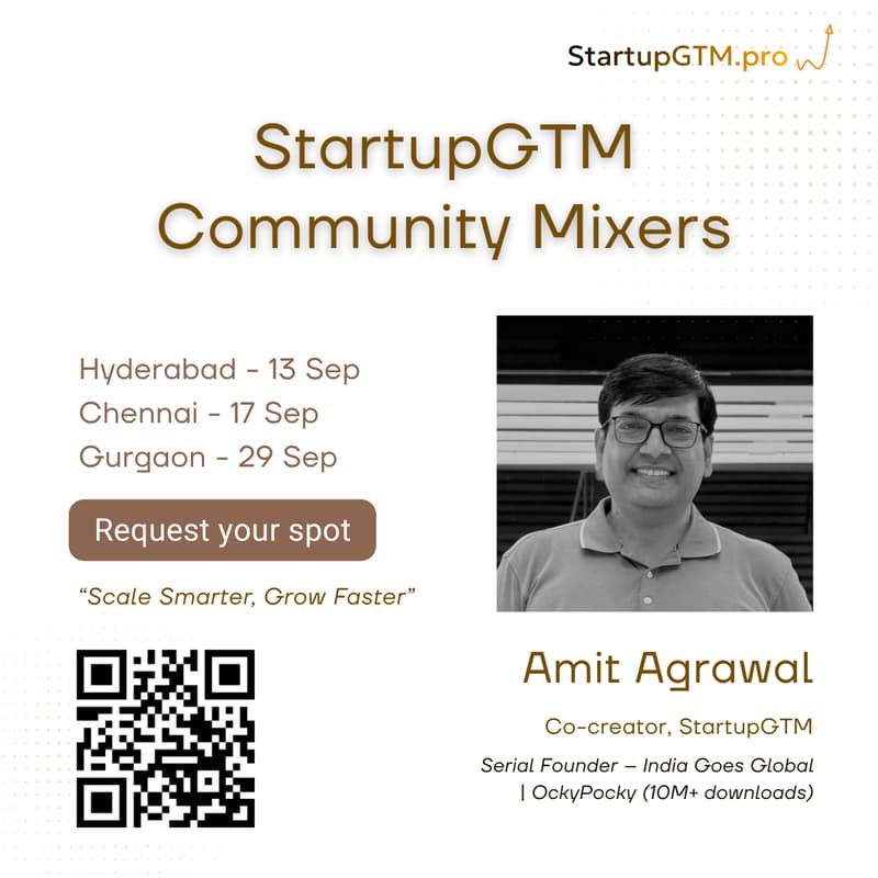 Cover Image for StartupGTM Community Mixers – Hyderabad, Chennai, Gurgaon