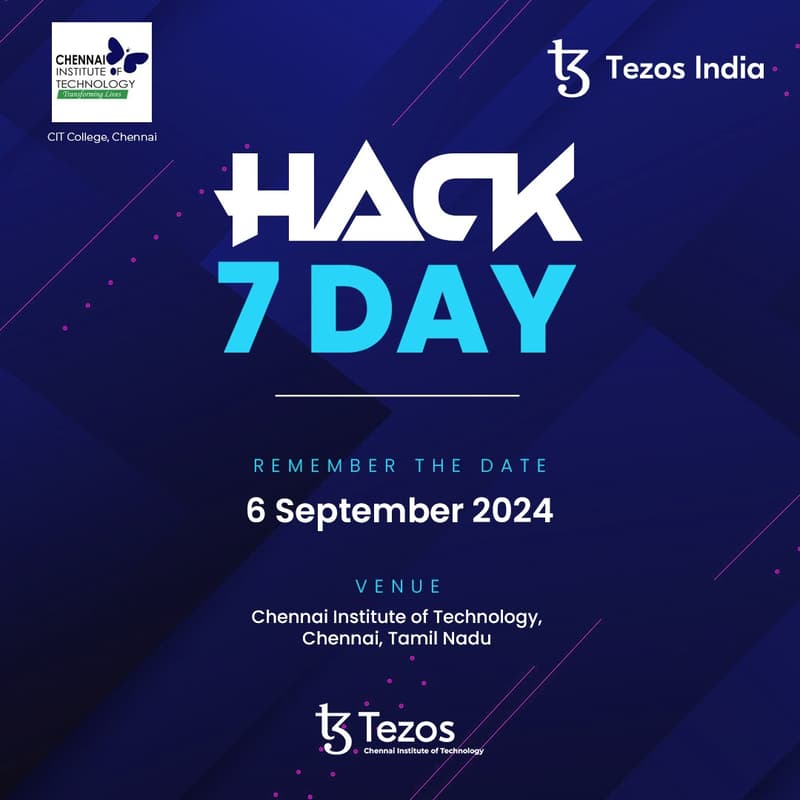 Cover Image for Hack7Days Tezos India <> Chennai Institute of Technology