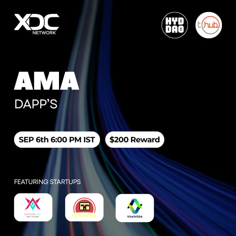 Cover Image for XDC <> T-Hub AMA Session on Decentralized Apps (dApps)