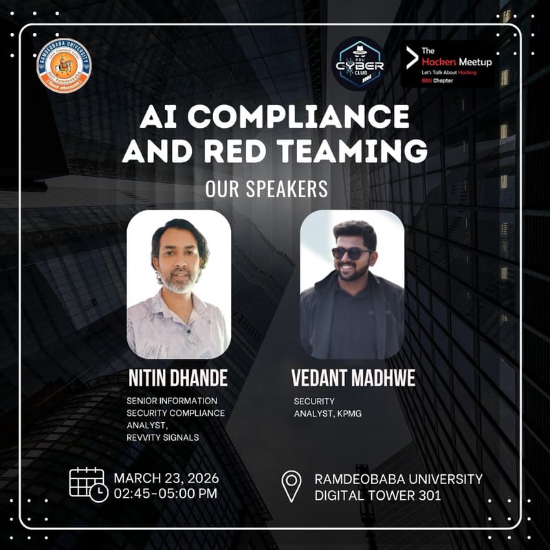 Cover Image for The Hacker’s Meetup (RBU Chapter) × RBU Cyber Club – March Meetup | Nagpur