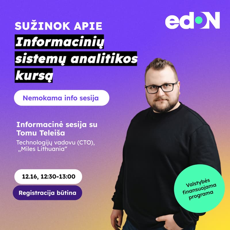 Cover Image for Sužinok apie edON kursą „Informacinių sistemų analitika“