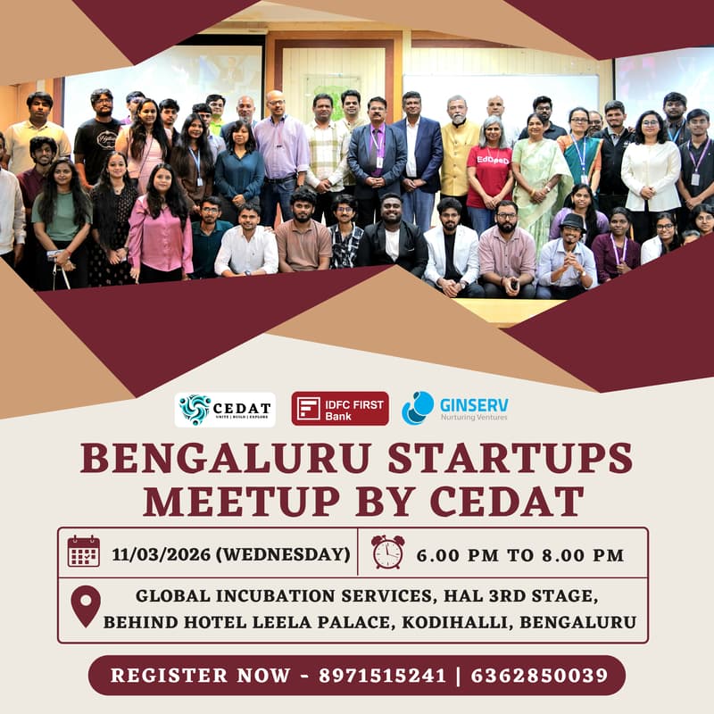 Cover Image for Bengaluru Startups Meetup by CEDAT