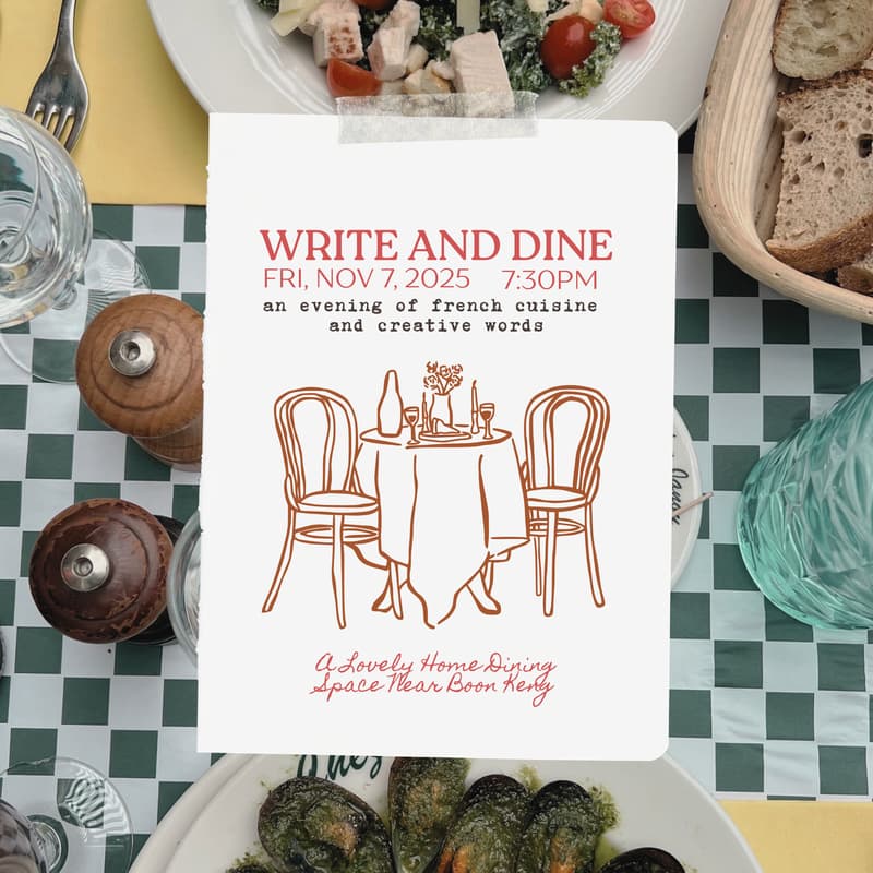 Cover Image for Write & Dine — a French Dining Experience with Creative Words | Ginka's Table x Unfold Margins