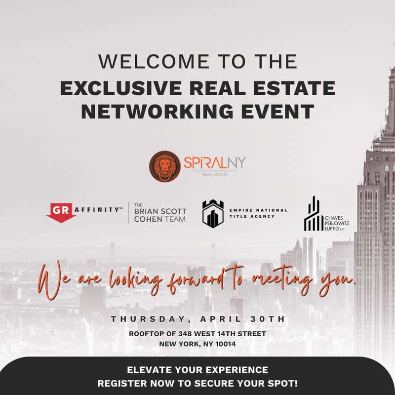 Cover Image for WELCOME TO THE EXCLUSIVE SPiRALNY REAL ESTATE NETWORKING EVENT