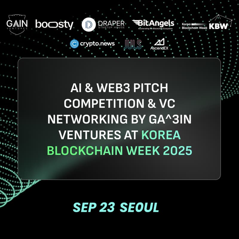 Cover Image for $44,000 AI + Web3 Pitch Competition & VC networking by Ga^3in Ventures х Boosty Labs at Korea Blockchain Week 2025