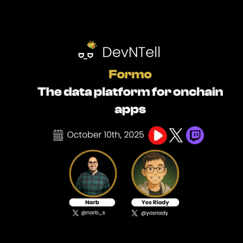 Cover Image for DevNTell - Formo, The Data Platform for Onchain Apps