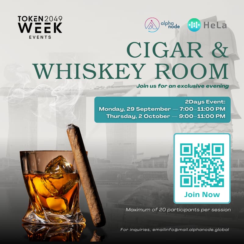 Cover Image for TOKEN2049 “CIGARS & WHISKEY” Night - 02 October 10pm to 1am