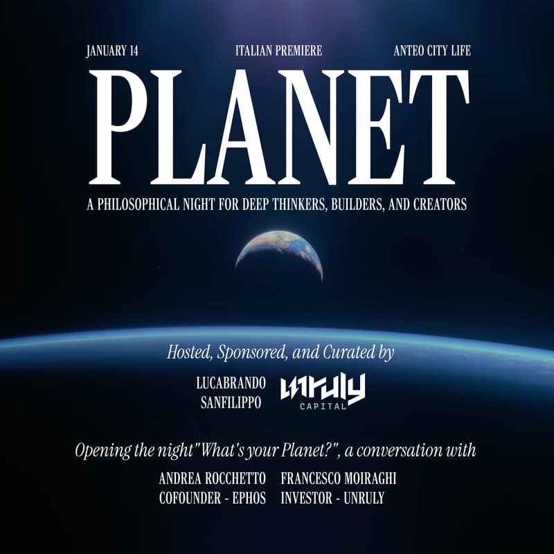 Cover Image for Planet - Italian Premiere | A philosophical night for deep thinkers, builders, and creators