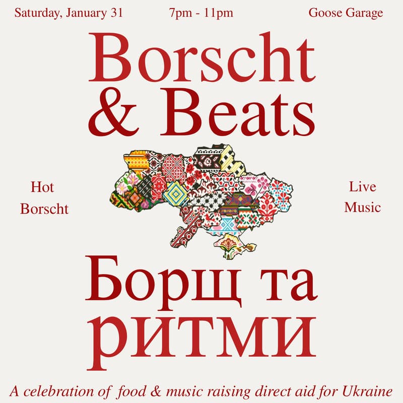 Cover Image for Borscht & Beats: Dinner, Music & Raising Funds for Ukraine