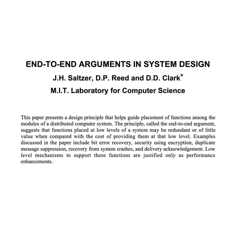Cover Image for Paper Discussion: End-to-End Arguments in System Design