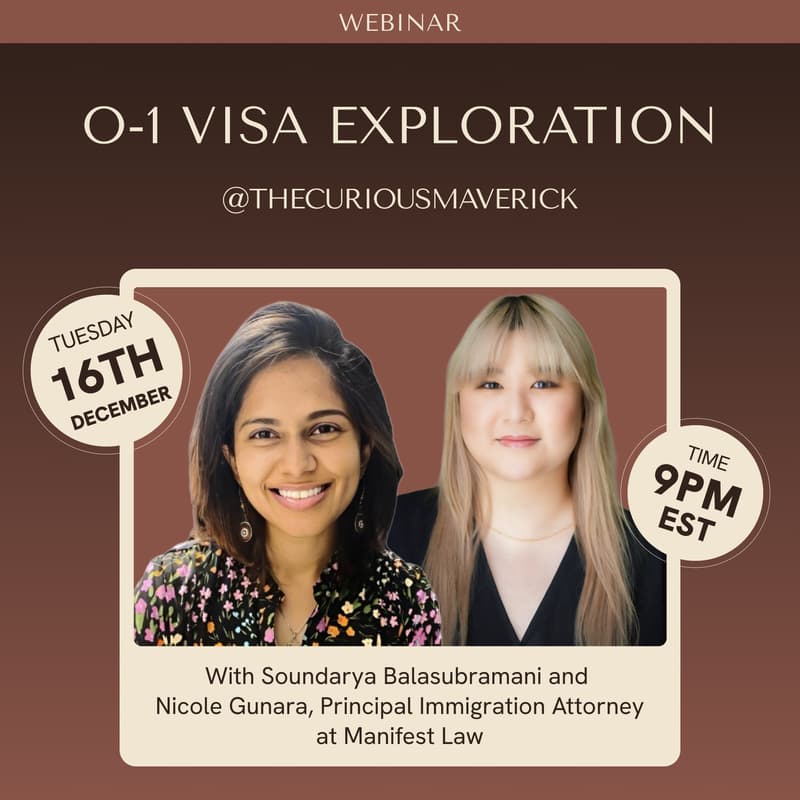Cover Image for H-1B Alternative: O-1 Visa Exploration With Soundarya & Nicole Gunara, Manifest Law