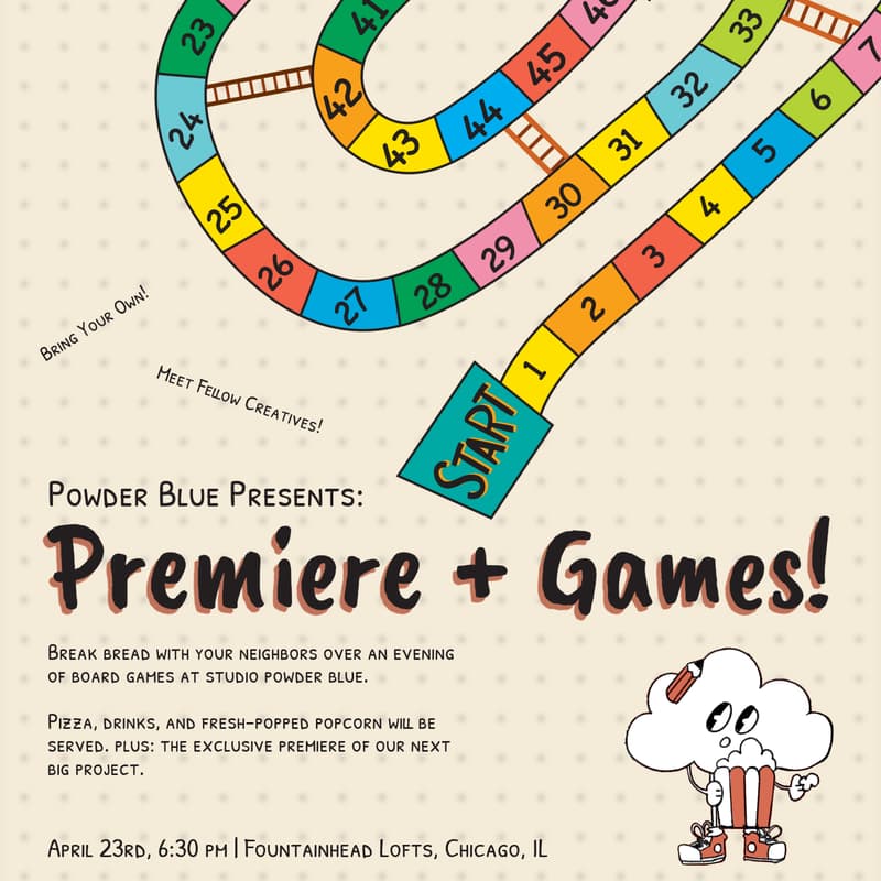 Cover Image for Powder Blue Presents: Secret Premiere + Game Night 🎲