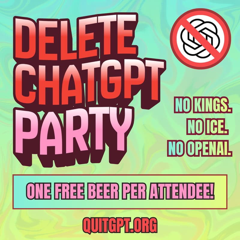 Cover Image for Delete ChatGPT Party [POSTPONED INDEFINITELY]