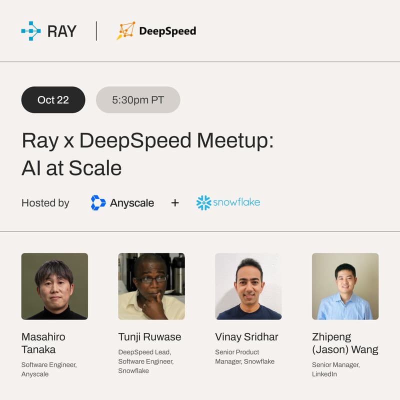 Cover Image for Ray x DeepSpeed Meetup: AI at Scale