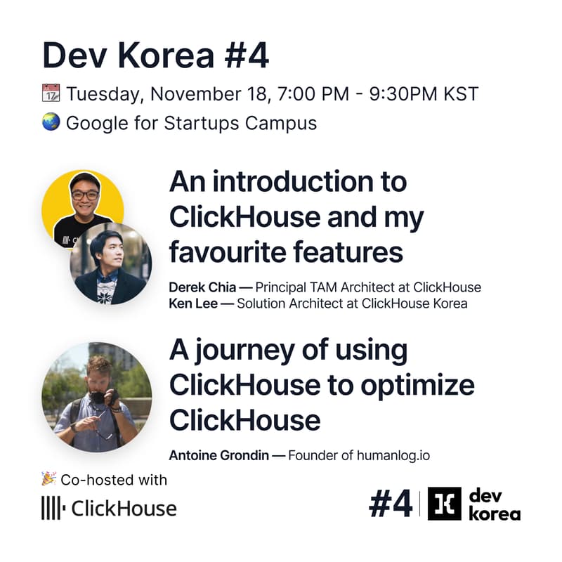 Cover Image for Dev Korea #4 with ClickHouse