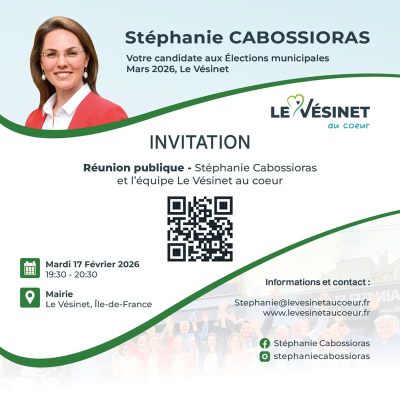 Cover Image for Réunion publique - Stéphanie Cabossioras et l'équipe Le Vésinet au coeur