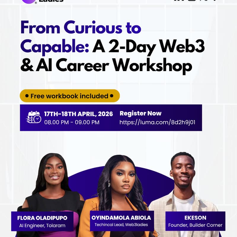 Cover Image for Web3ladies 2-day Workshop (From Curious to Capable)