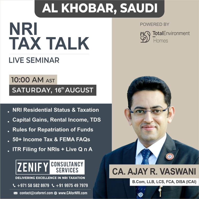 Cover Image for ONLINE WEBINAR : NRI 'Tax Talk' for NRIs in SAUDI