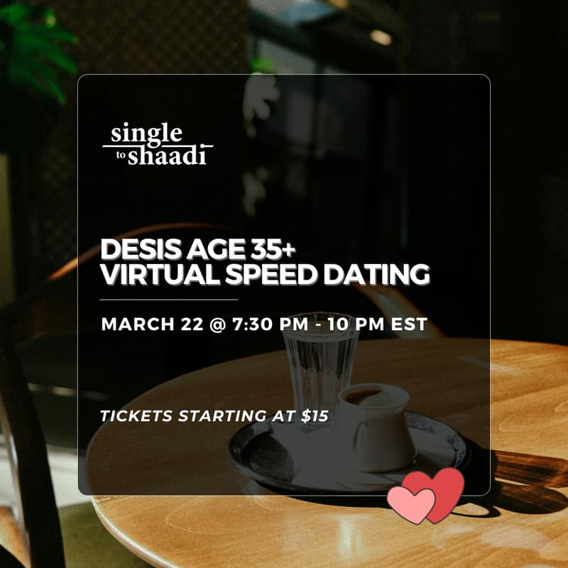 Cover Image for Desis Age 35+ Virtual Speed Dating