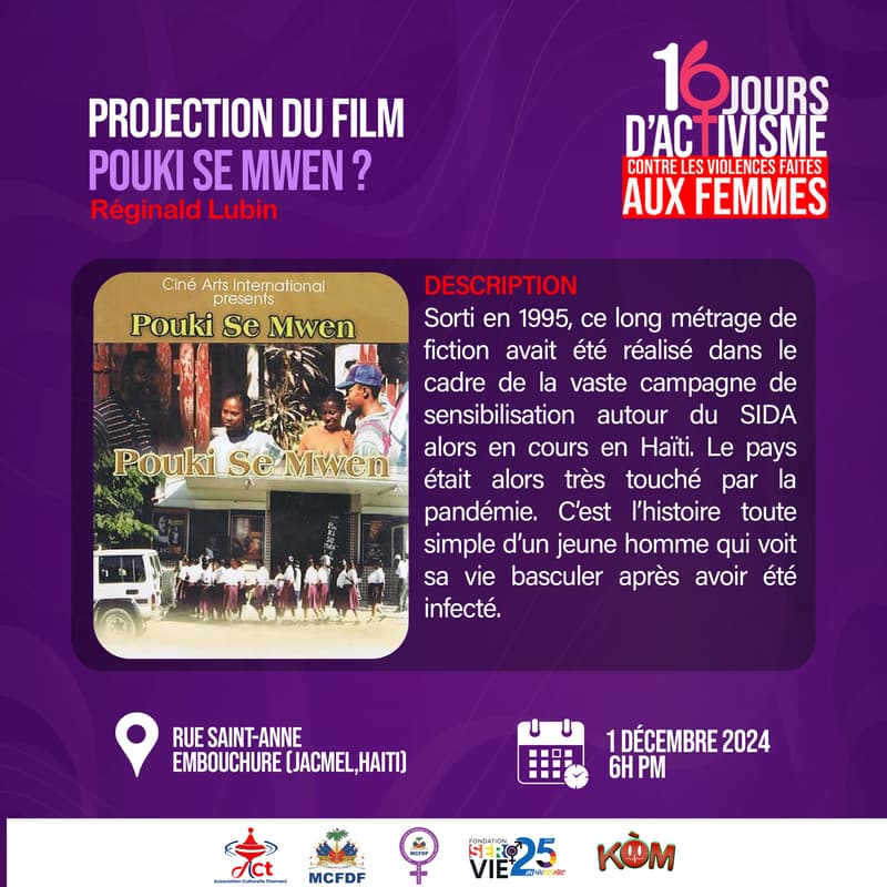 Image de couverture pour Projection cinéma du film Pouki Se mwen ? suivi d'une discussion sur les engagements dans la lutte contre le Sida.