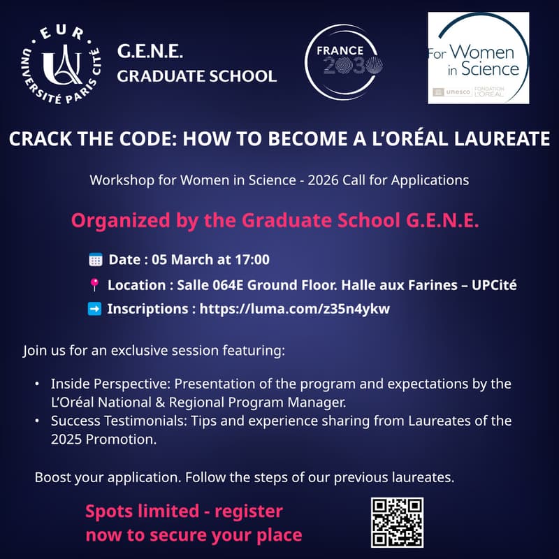 Cover Image for G.E.N.E. Workshop For Women In Science - L'Oréal-UNESCO 2026