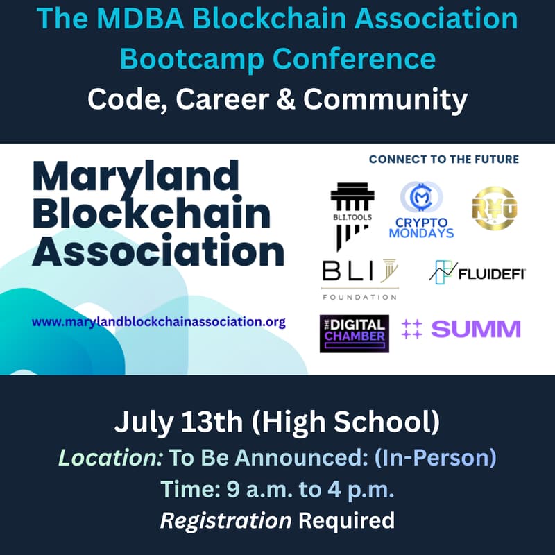 Cover Image for MDBA Blockchain Bootcamp Conference & Exhibits: Code, Career & Community