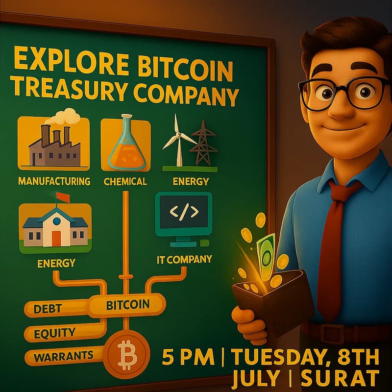 Cover Image for Bitcoin Meetup | Explore Bitcoin Treasuries | Vesu, Surat