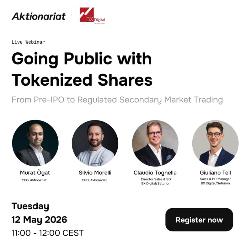 Cover Image for Going Public with Tokenized Shares: From Pre-IPO to Regulated Secondary Market Trading