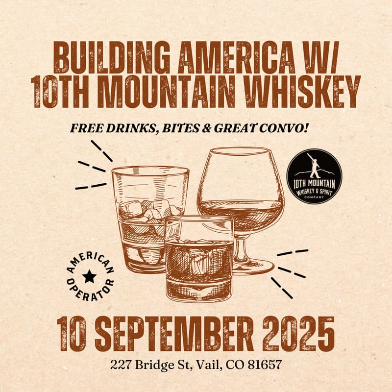 Cover Image for Building America w/ 10th Mountain Whiskey Happy Hour