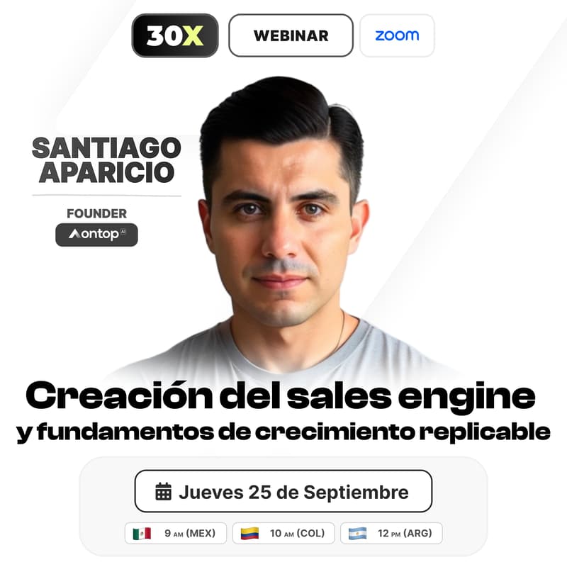 Cover Image for Santiago Aparicio: Creación del sales engine y fundamentos de crecimiento replicable