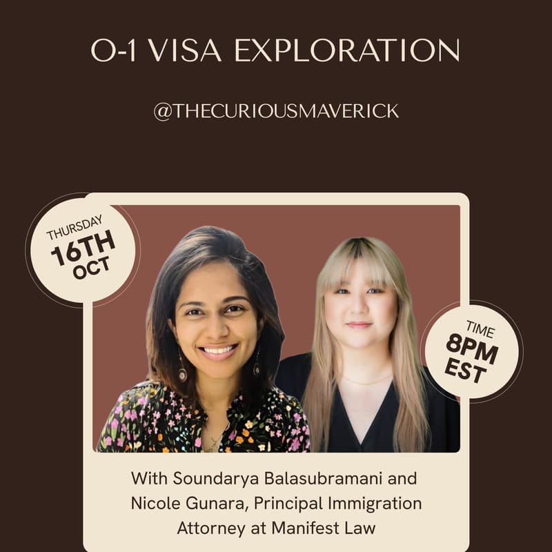 Cover Image for H-1B Alternative: O-1 Visa Exploration With Soundarya & Nicole Gunara, Manifest Law